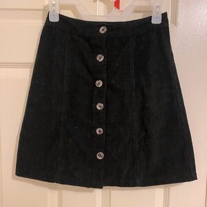 NWOT Size S Black Jopra Mini Ribbed Velvet Buttonned Skirt
